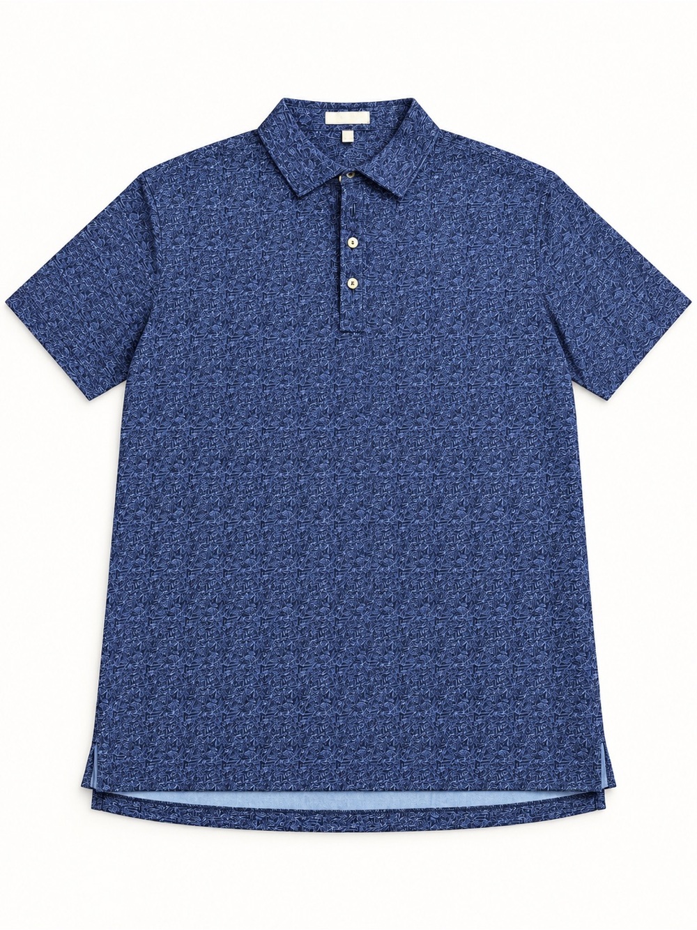Peter Millar Summer Comfort Golf Polo Shirt Navy Print Performance Men’s L